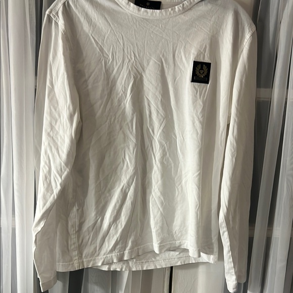 BELSTAFF Long Sleeved T-shirt White Long Sleeve with Logo Men’s Size Small